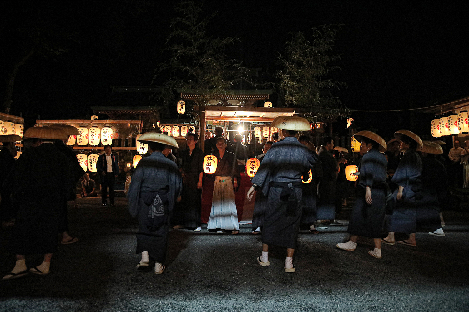 京都【大原八朔祭】菅笠に絣！声だけの道念音頭