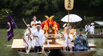 【松尾大社 八朔祭】京都嵐山で船渡御する女神輿と六斎念仏踊り