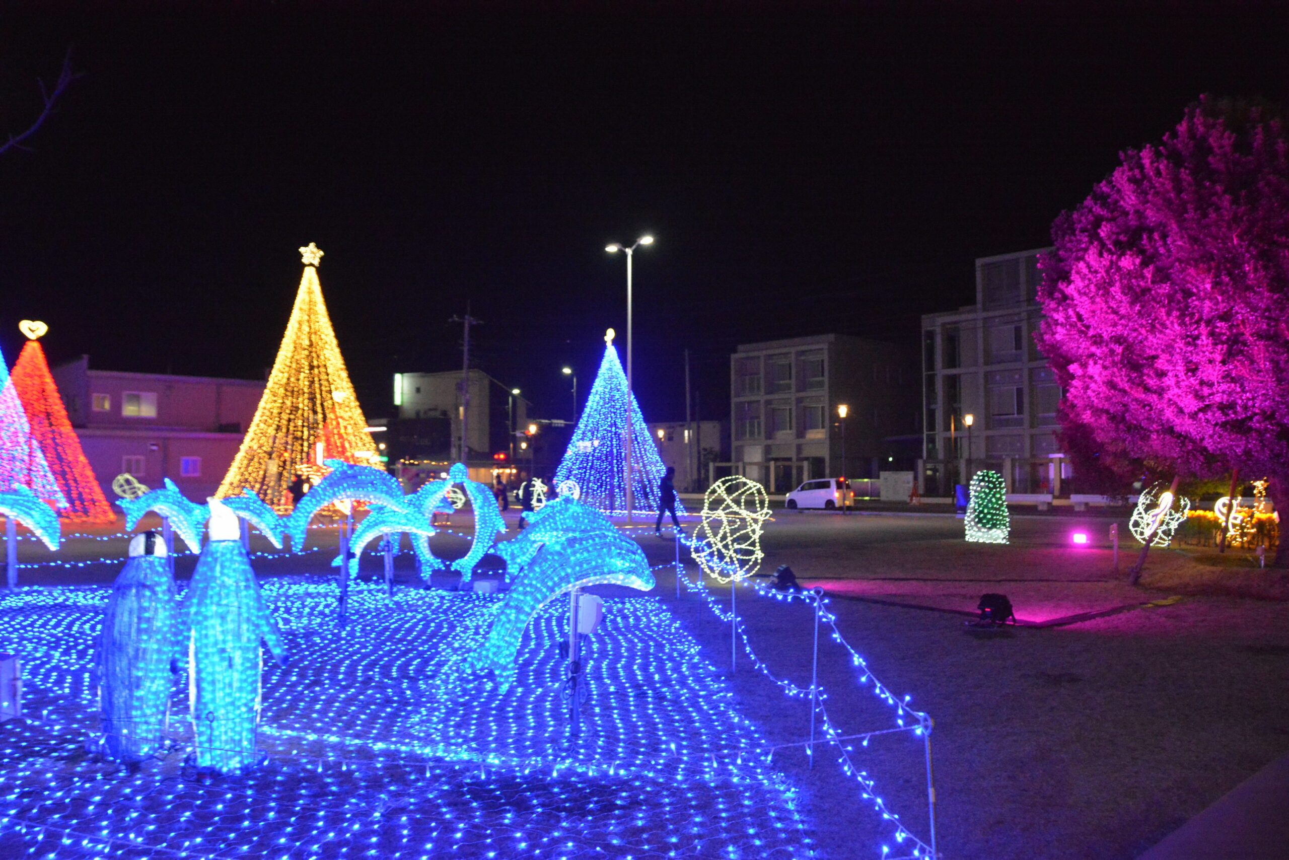 【伊勢崎市まちなかイルミネーション】JRと東武線の共通の駅を包む光の装飾