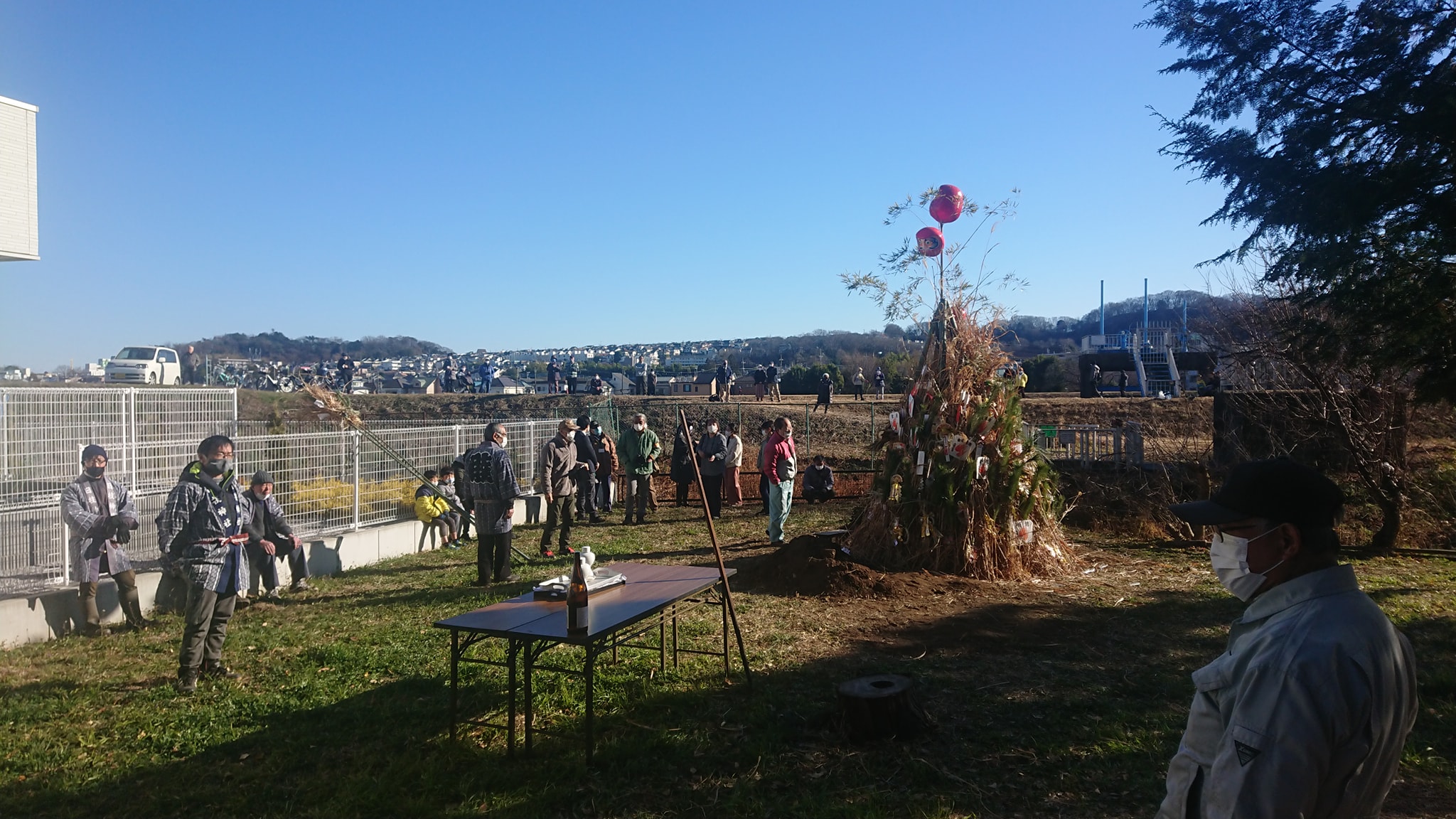 川辺堀之内どんど焼き -日枝神社での風格あるどんど焼き-