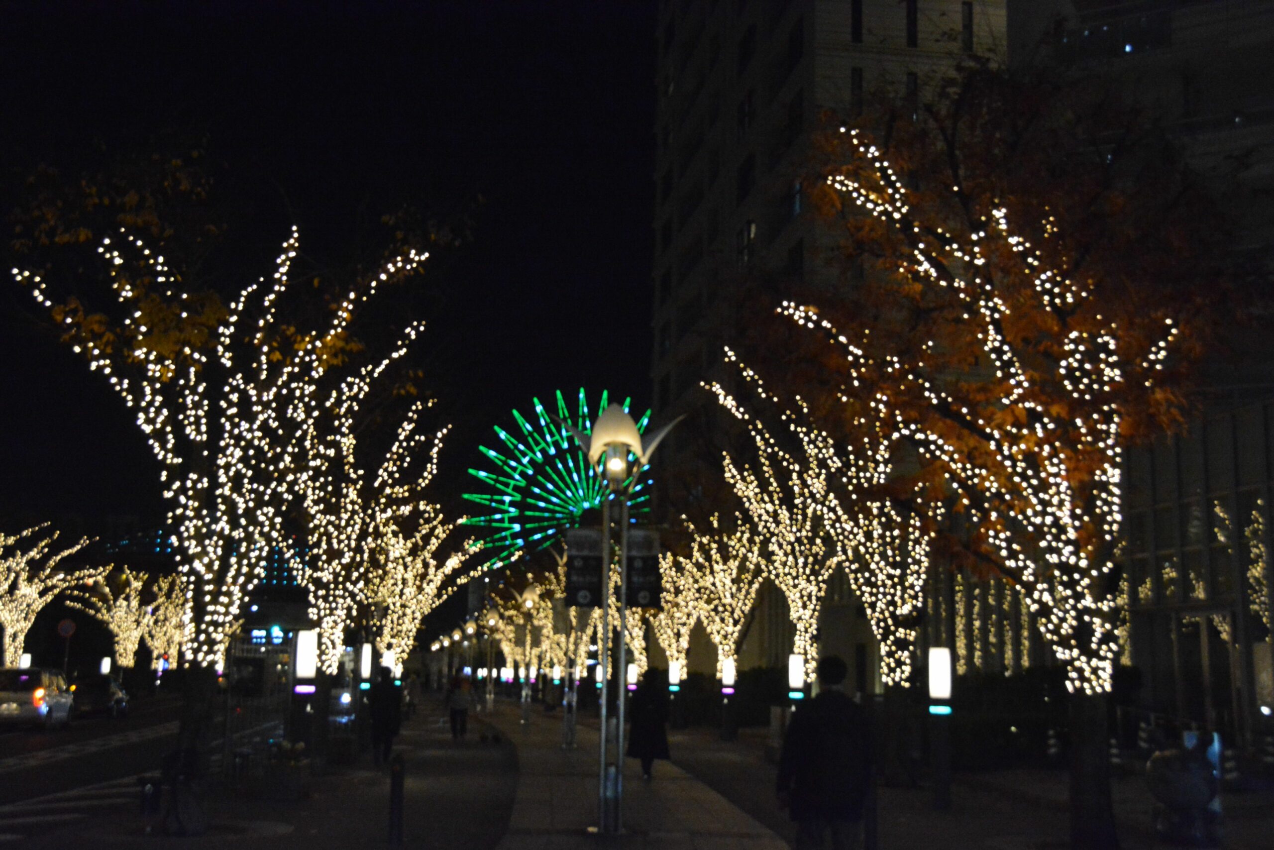 神戸ハーバーランドのイルミネーションで豊かな表情を見せるウォーターフロント