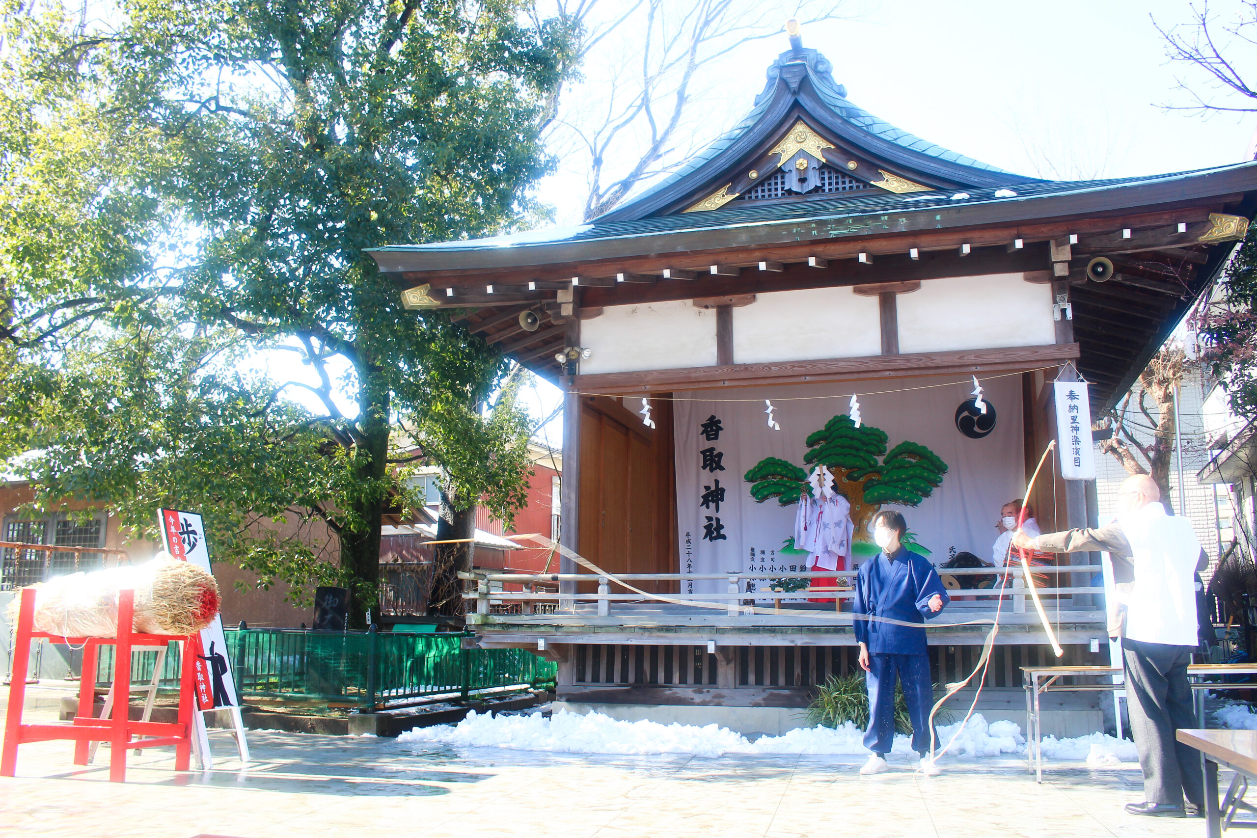 越谷香取神社祈年祭御備社2022速報！神様に感謝を伝える御神楽と矢を射る祭り