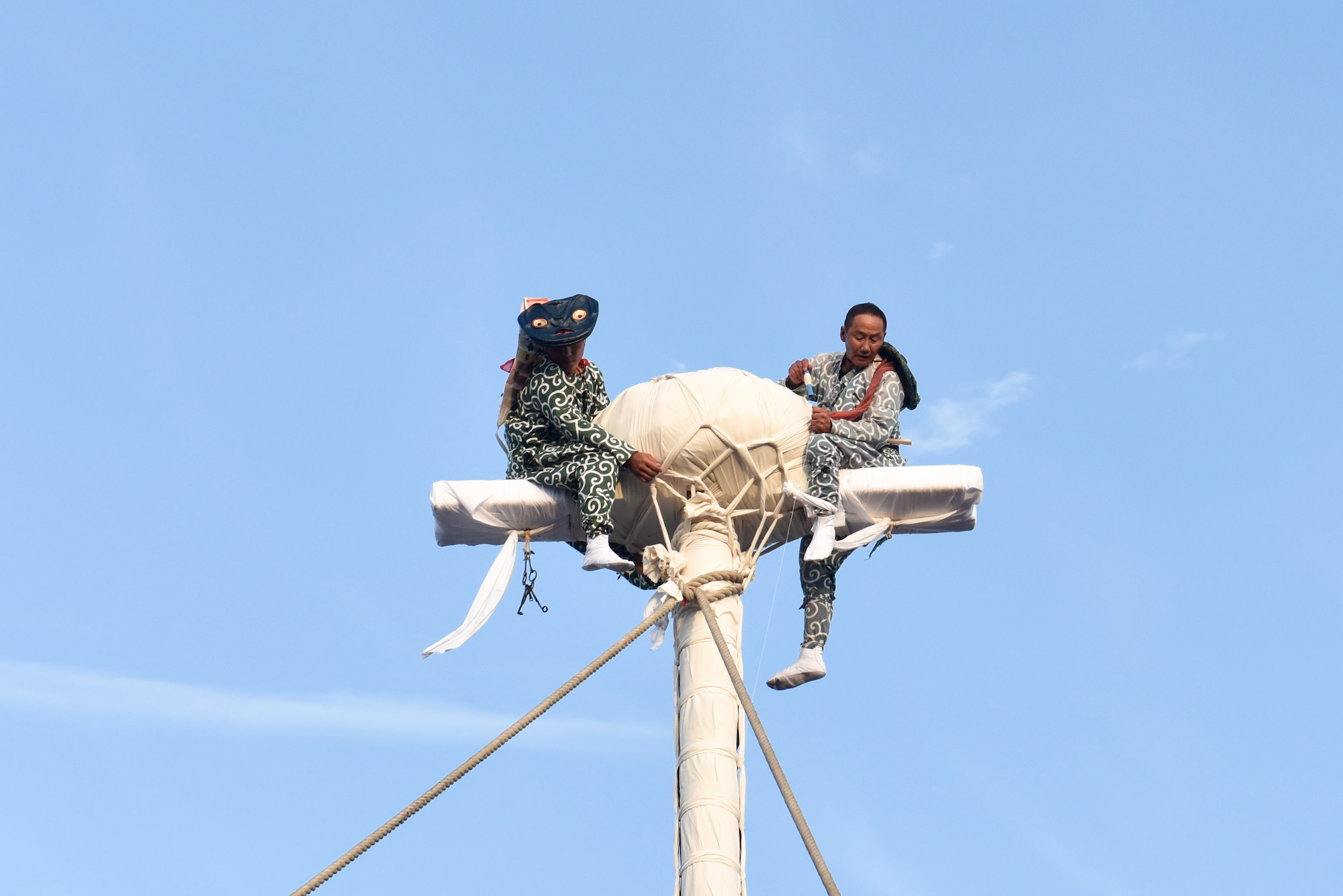 高さ14メートルで命綱なし！？茨城県龍ケ崎市「つく舞」！高所の柱上での弓射と曲芸を見逃すな！